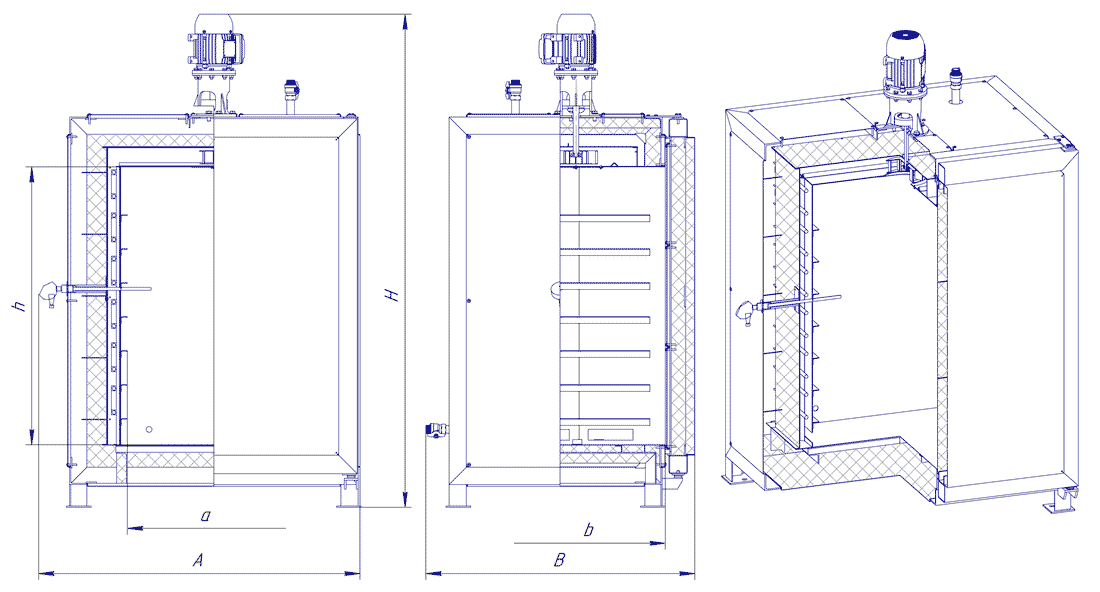 Industrial drying cabinet sketch