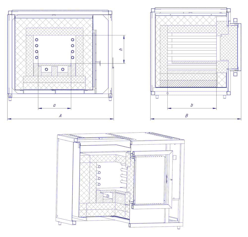 Sketch of a chamber muffle electric furnace