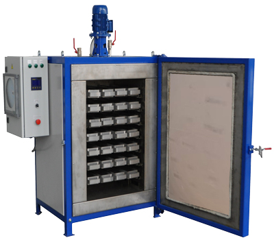 Cabinet for drying and calcining electrodes